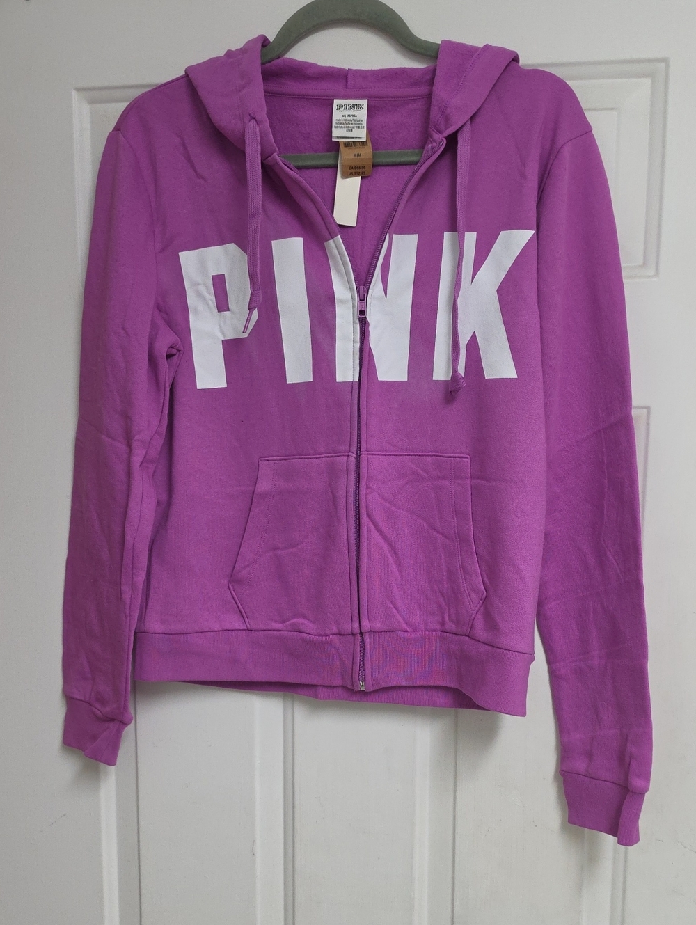 PINK Victoria's Secret Bright Purple Full-Zip Hoodie with White Logo